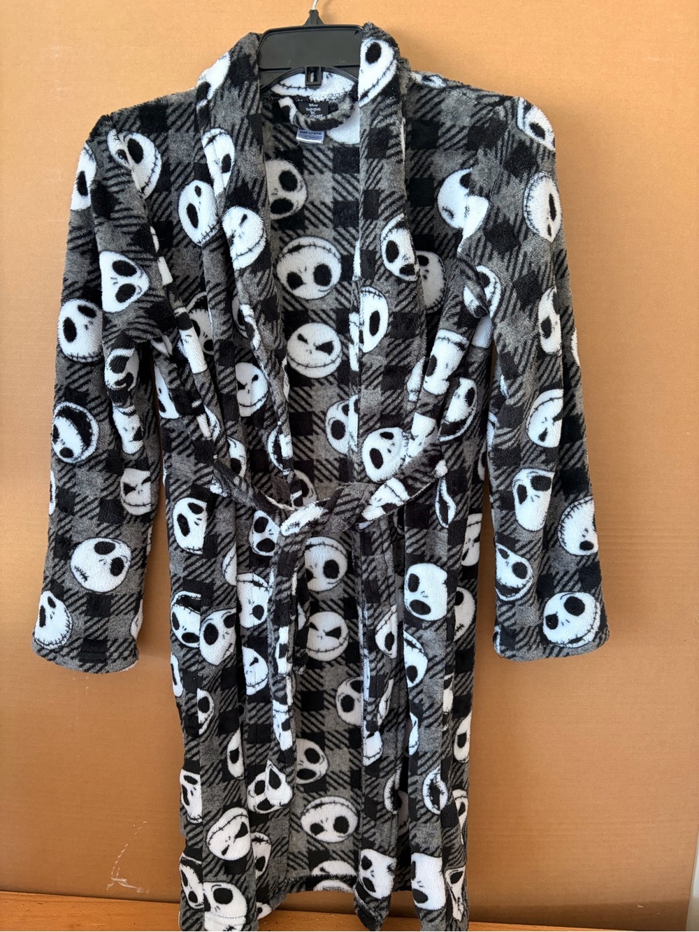 Disney Boys Black & Gray Jack Skellington Plush Robe